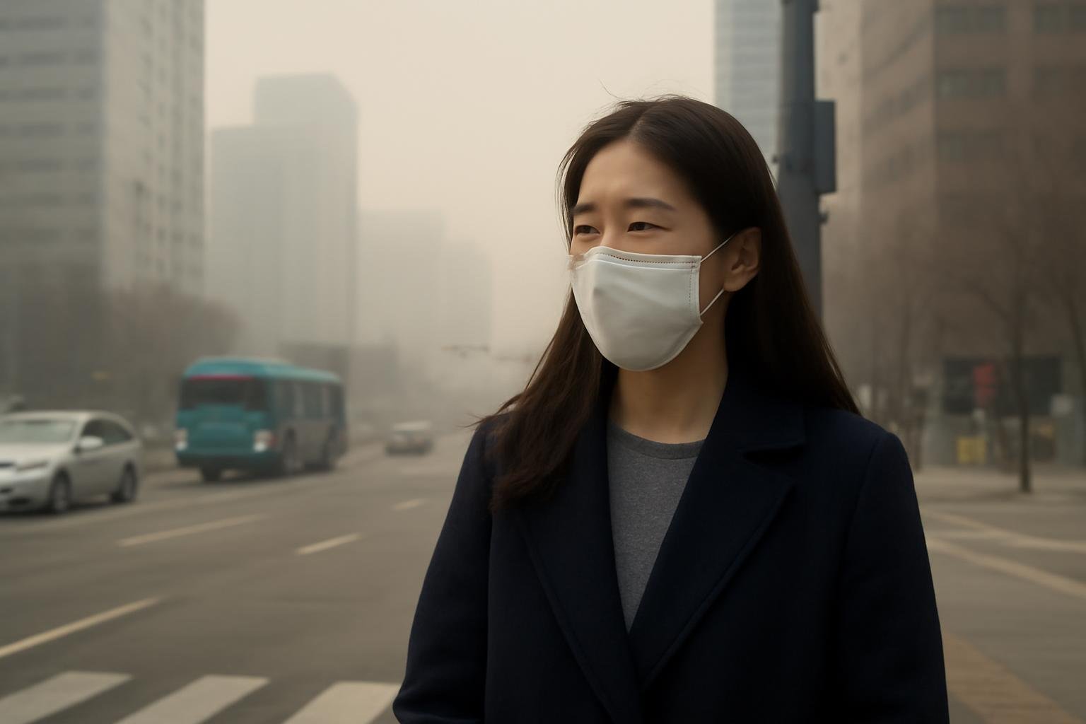 People checking air-quality apps before an outdoor walk in South Korea